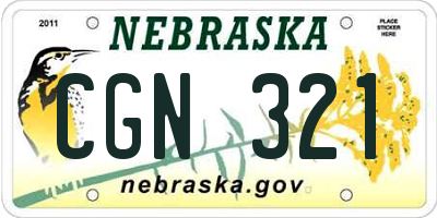 NE license plate CGN321