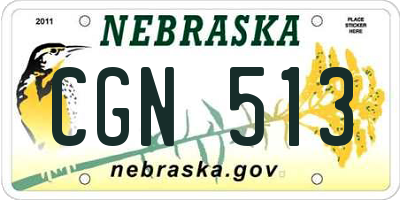 NE license plate CGN513