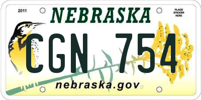 NE license plate CGN754