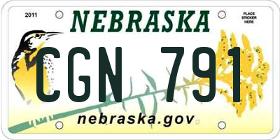 NE license plate CGN791