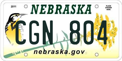 NE license plate CGN804