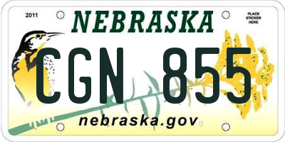 NE license plate CGN855