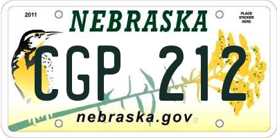 NE license plate CGP212