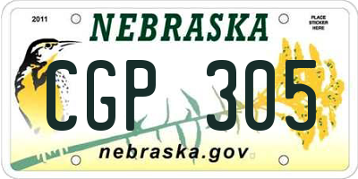 NE license plate CGP305