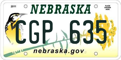 NE license plate CGP635