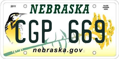 NE license plate CGP669