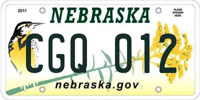 NE license plate CGQ012