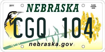 NE license plate CGQ104