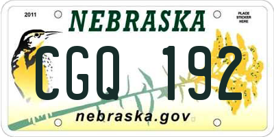 NE license plate CGQ192