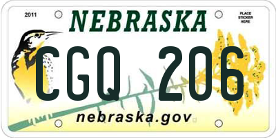 NE license plate CGQ206