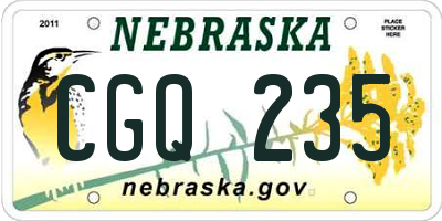 NE license plate CGQ235