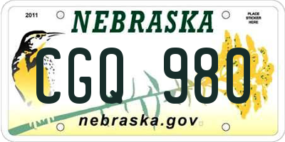NE license plate CGQ980