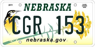 NE license plate CGR153