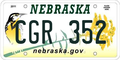 NE license plate CGR352