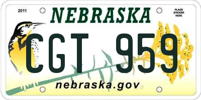 NE license plate CGT959