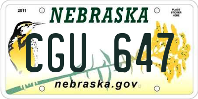 NE license plate CGU647