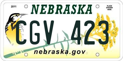 NE license plate CGV423