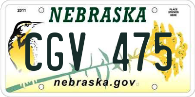 NE license plate CGV475
