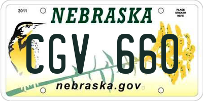 NE license plate CGV660