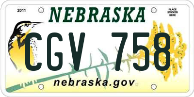 NE license plate CGV758