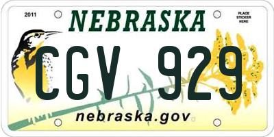 NE license plate CGV929