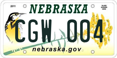 NE license plate CGW004
