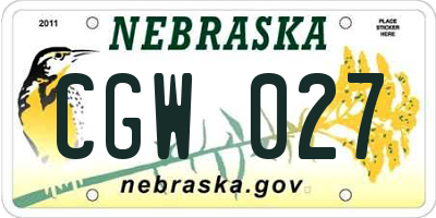 NE license plate CGW027