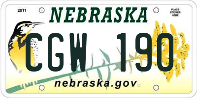 NE license plate CGW190