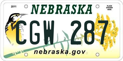 NE license plate CGW287