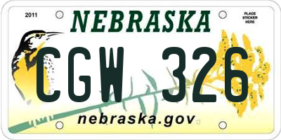 NE license plate CGW326