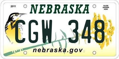 NE license plate CGW348