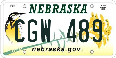 NE license plate CGW489