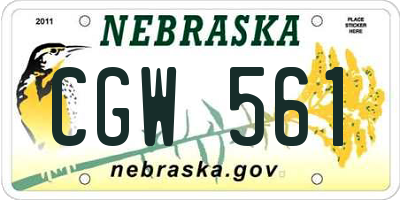 NE license plate CGW561
