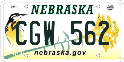 NE license plate CGW562