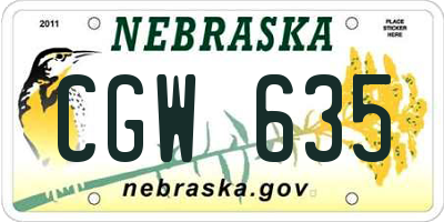 NE license plate CGW635
