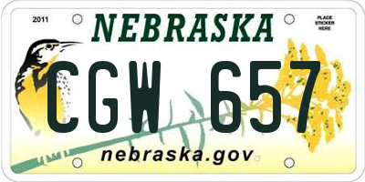 NE license plate CGW657