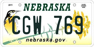 NE license plate CGW769