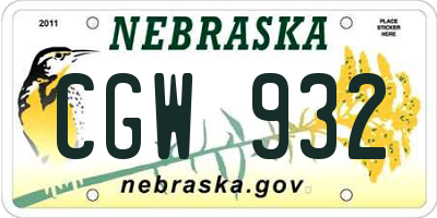 NE license plate CGW932