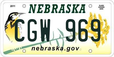 NE license plate CGW969