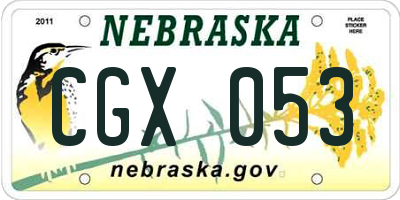 NE license plate CGX053