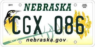 NE license plate CGX086