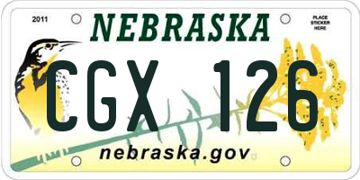 NE license plate CGX126