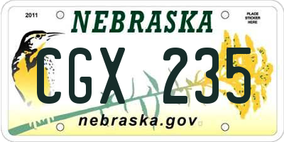 NE license plate CGX235