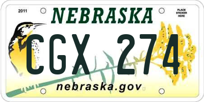 NE license plate CGX274