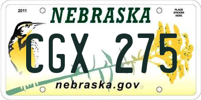 NE license plate CGX275