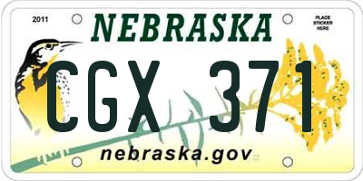 NE license plate CGX371