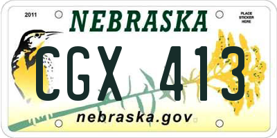 NE license plate CGX413