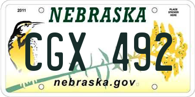 NE license plate CGX492