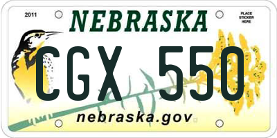 NE license plate CGX550