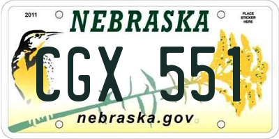 NE license plate CGX551